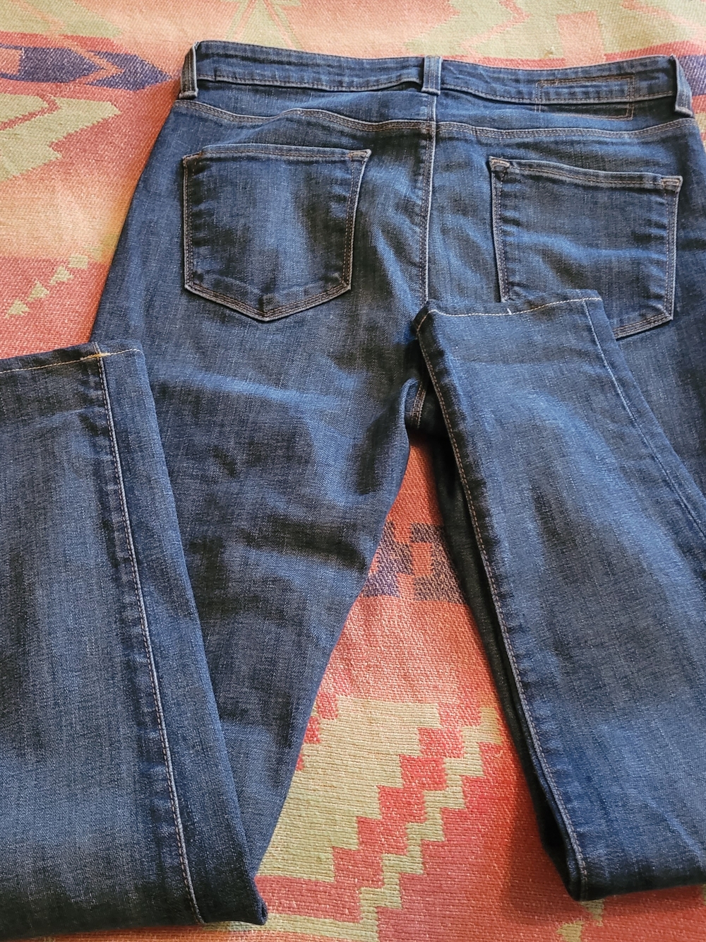 DSTLD Washed Dark Blue Skinny Jeans with Distressed Knees, 27, Slim High Rise